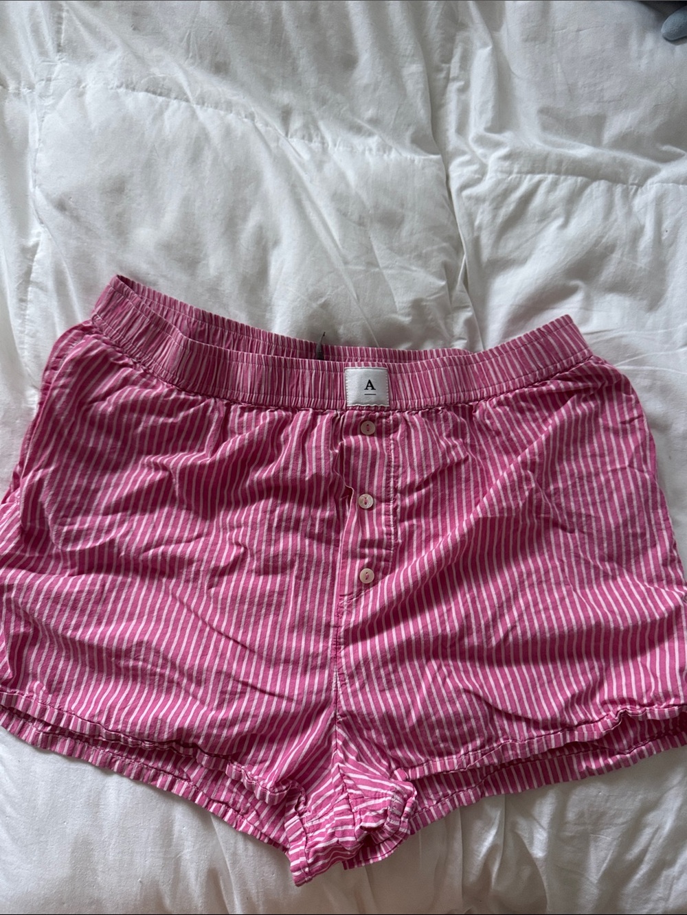 Anthropologie Pink Striped Boxer Pajama Shorts